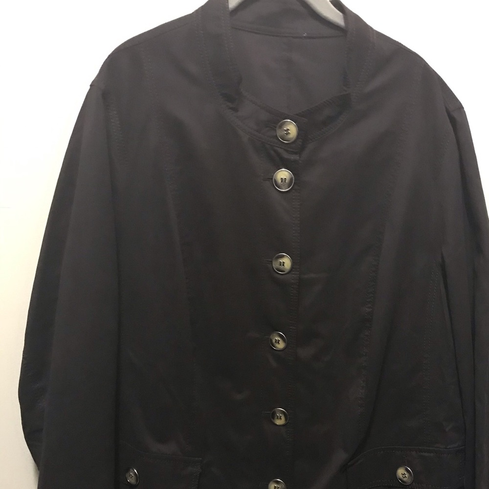 Ulla Popken PlusSize/Tall Dark Brown ButtonUp Coat - Picture 2 of 8